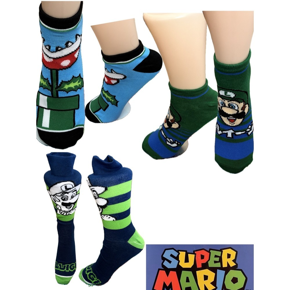 Nintendo Unisex Super Mario Iconic Graphic Socks 3 Pairs Size 10-13 Multicolor